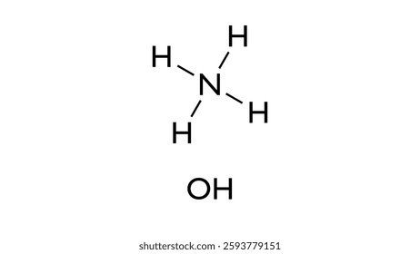 ammonium hydroxide molecule, structural chemical formula, ball-and-stick model, isolated image e527