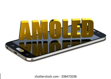 AMOLED Concept With Smartphone  Isolated On White Background