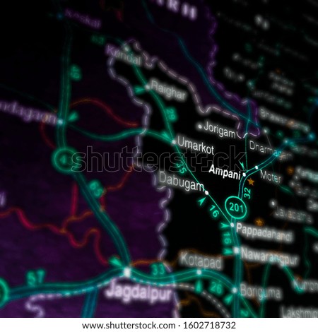 ampani city name displayed on geographic location map India at illustration background Imagine de stoc © 