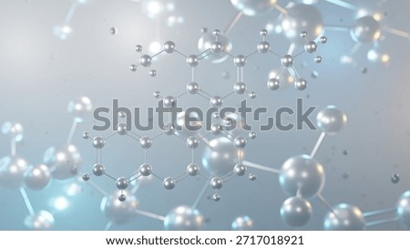 amsacrine molecular structure, 3d model molecule, anticancer agent structural chemical formula view from a microscope
