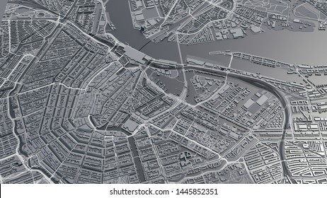 Amsterdam City Map. 3d Illustration