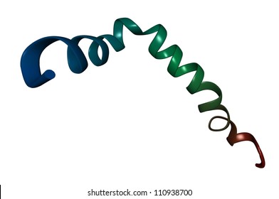 Amyloid beta (abeta 1-42) peptide, which is closely associated with Alzheimer's disease. Abeta is the main component of amyloid plaques. Backbone ribbon representation, residue index gradient color.