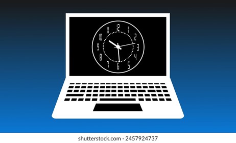 Analog clock isolated animated on Laptob black background