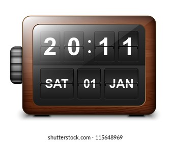 Analog Flip Clock Wooden Case Vector Stock Vector (Royalty Free ...