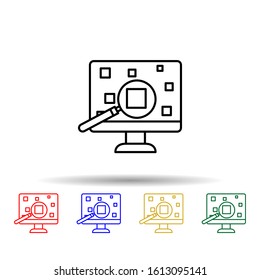 Analysis Data, Machine Multi Color Style Icon. Simple Thin Line, Outline Of Artifical Intelligence Icons For Ui And Ux, Website Or Mobile Application