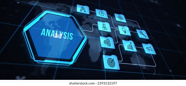Analytics Big Data analysis Business intelligence internet and modern technology concept on virtual screen. 3d illustration