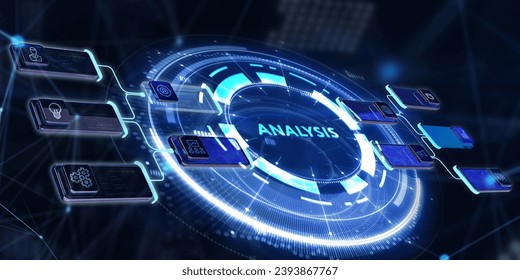 Analytics Big Data analysis Business intelligence internet and modern technology concept on virtual screen. 3d illustration