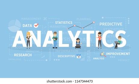 Analytics concept illustration. Idea of analysis, data and information.