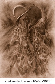 Anatomic composition. Pencil drawing
