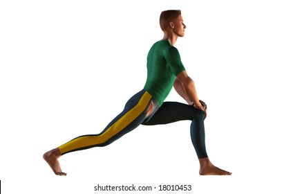 Anatomical Illustration Specific Stretching Exercise Iliopsoas Stock