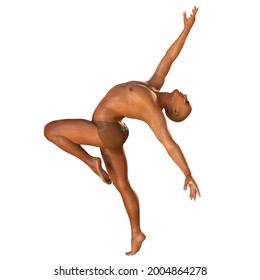 Anatomy Of Dancing And Ballet, 3D Illustration. A Man In Ballet Pose Isolated On White Background