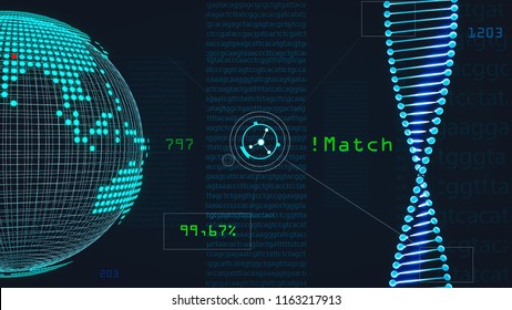 Ancestry DNA Testing Deoxyribonucleic Acid Test Genes Expression And World Map 3d Rendering