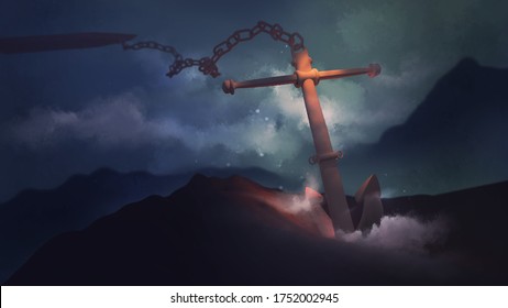 Anchor Cross Concept 3d Rendering Illustration