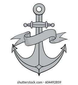 Anchor Outline Drawing Hand Drawn Sketch Stock Vector (Royalty Free ...