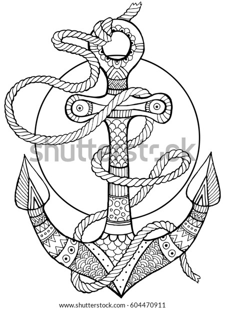 Ilustración de stock sobre Anchor Rope Coloring Book Raster