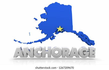 Anchorage AK Alaska City Map 3d Illustration