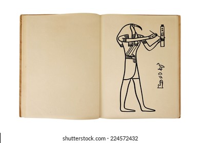 Ancient Book With Thoth God Ink Painting