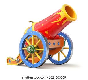 Ancient circus cannon on white background - 3D illustration