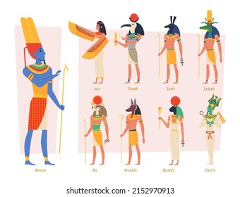 Ancient Egypt Gods Pharaoh Anubis Osiris Stock Illustration 2152970913 ...