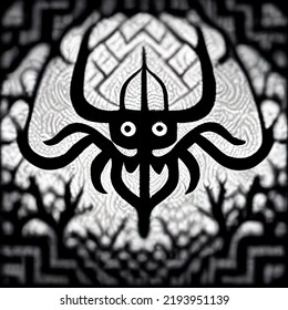 Ancient Ethnic Horror Symbols Comic Style Clipart Illustration 