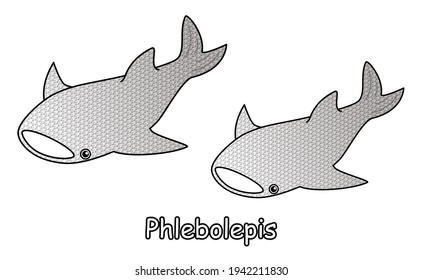 Ancient Fish Phlebolepis. A Jawless Fish That Looks Like A Whale Shark. Illustration.