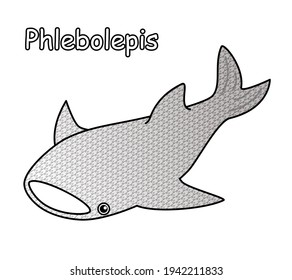 Ancient Fish Phlebolepis. A Jawless Fish That Looks Like A Whale Shark. Illustration.