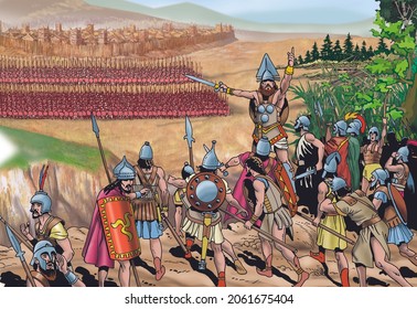 Ancient Greece Etruscan Army Attacks Greek Stock Illustration ...