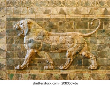 Ancient persian relief of lion illustration 