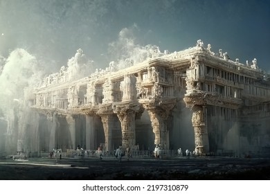 Ancient Roman Architecture, Digital Art Style, 3d Illustration