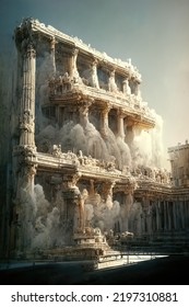 Ancient Roman Architecture, Digital Art Style, 3d Illustration