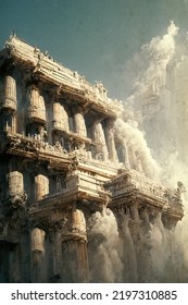 Ancient Roman Architecture, Digital Art Style, 3d Illustration