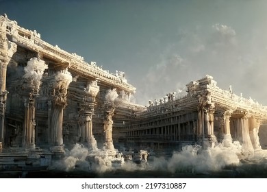 Ancient Roman Architecture, Digital Art Style, 3d Illustration