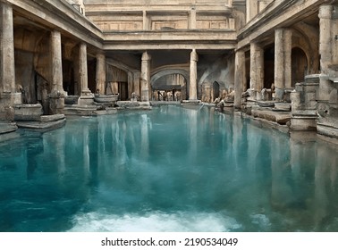 Ancient Roman Bathhouse Spa Painting