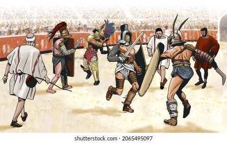 Ancient Rome - Fight between gladiators