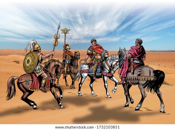古代ローマ ザマの戦いの前にスキピオ アフリカヌスとハンニバルの会合 のイラスト素材