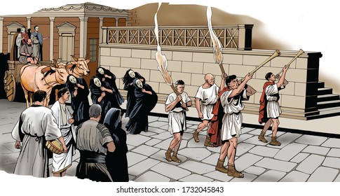 Ancient Rome - Procession Of A Funeral Of A Roman Patrician