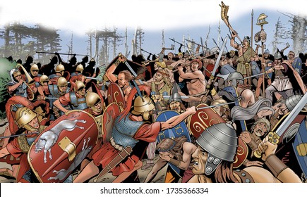 Ancient Rome - Roman Soldiers Fight Against The Gaul Soldiers