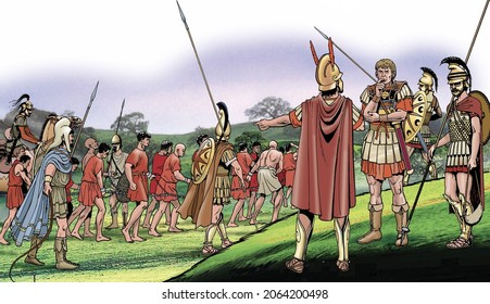 Ancient Rome - Roman soldiers with prisoners in chains