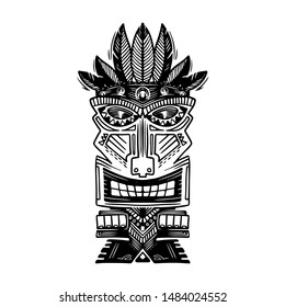 Ancient Tiki Idol Black White Outline Stock Illustration 1484024552 ...