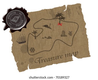 Vector Illustration Treasure Map Stock Vector (Royalty Free) 176826365 ...