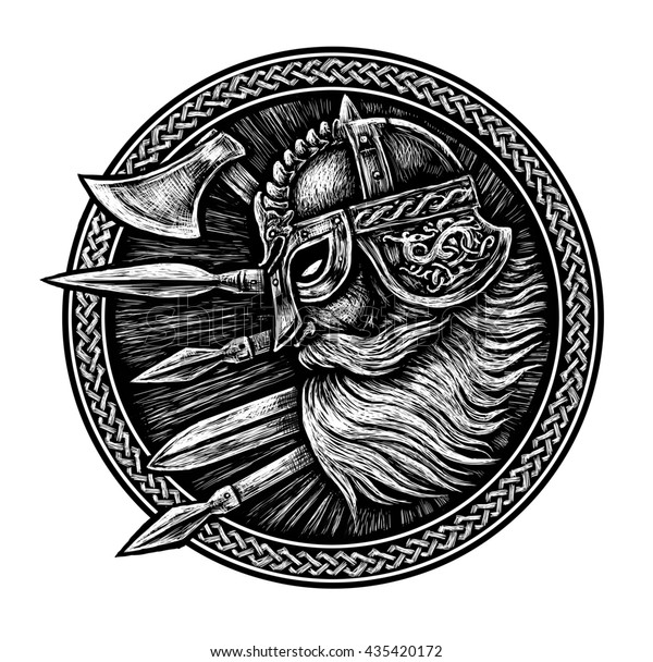 Ancient Viking Head Ring Scandinavian Ornament Stock Illustration 435420172