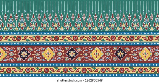 Ancient Vintage Thai Border Edge Wallpaper Stock Illustration ...