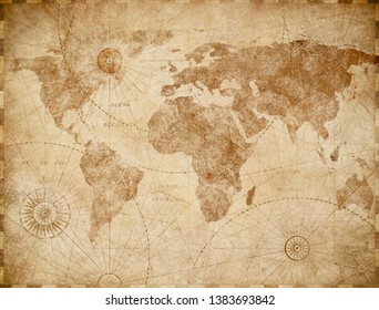 Ancient vintage world map illustration