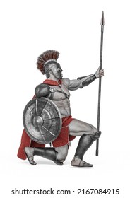 ancient warrior is kneeled, 3d illustration