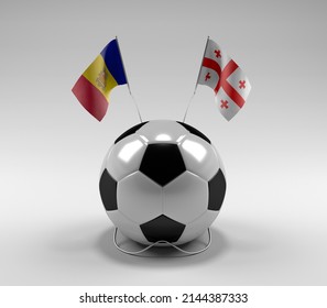 Andorra - Georgia Football Flags, White Background - 3D Render