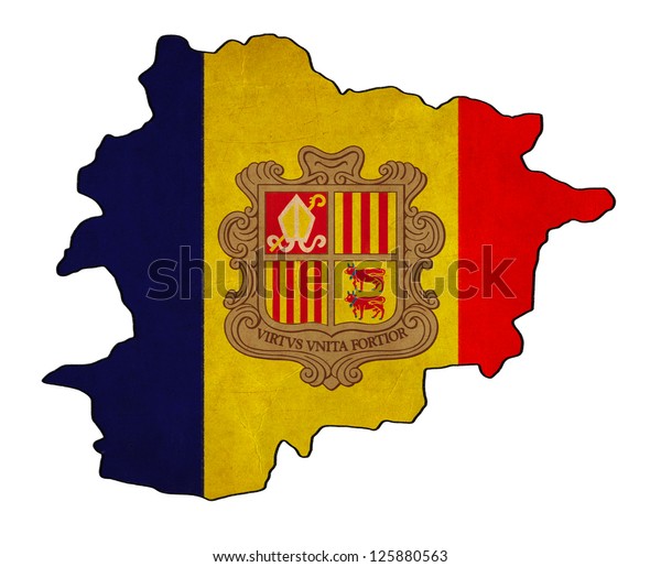 Download Andorra Map On Andorra Flag Drawing Stock Illustration 125880563