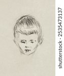 Andreas Schwarz (1906) by Edvard Munch. Vintage young boy drawing, old illustration sketch, young boy art print. Vintage artwork by Edvard Munch.