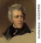 Andrew Jackson, by Thomas Sully, 1845, American painting, oil on canvas. This 1845 painting is based on a 1824 Thomas Sully a portrait of Andrew Jackson. The hero of the Battle of New Orleans was by