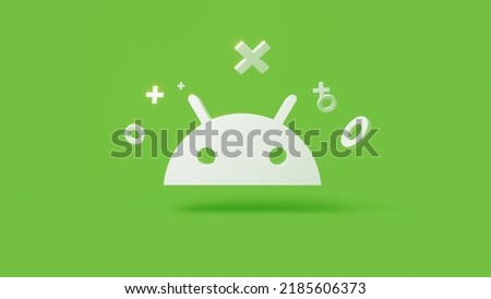 Android 3d icon on a simple green background 4k. High-quality 3d illustration