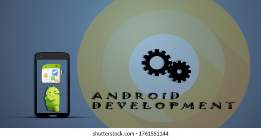 Android Development Studio Illustration Background Concept.